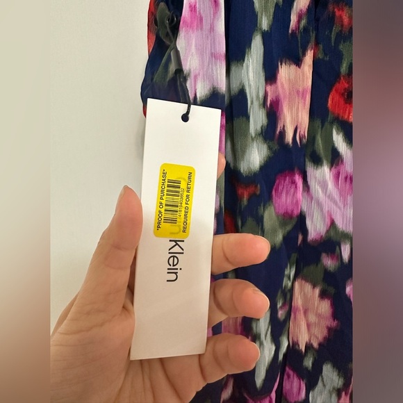 Calvin Klein Dress Blue Purple Pink Green Floral Flowy A Line Sz 10 - Picture 5 of 8